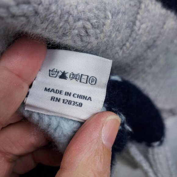 Alashan Sweater Womens XL Merino Wool Pullover Crochet Knit Blue White Mock Neck - Picture 10 of 14